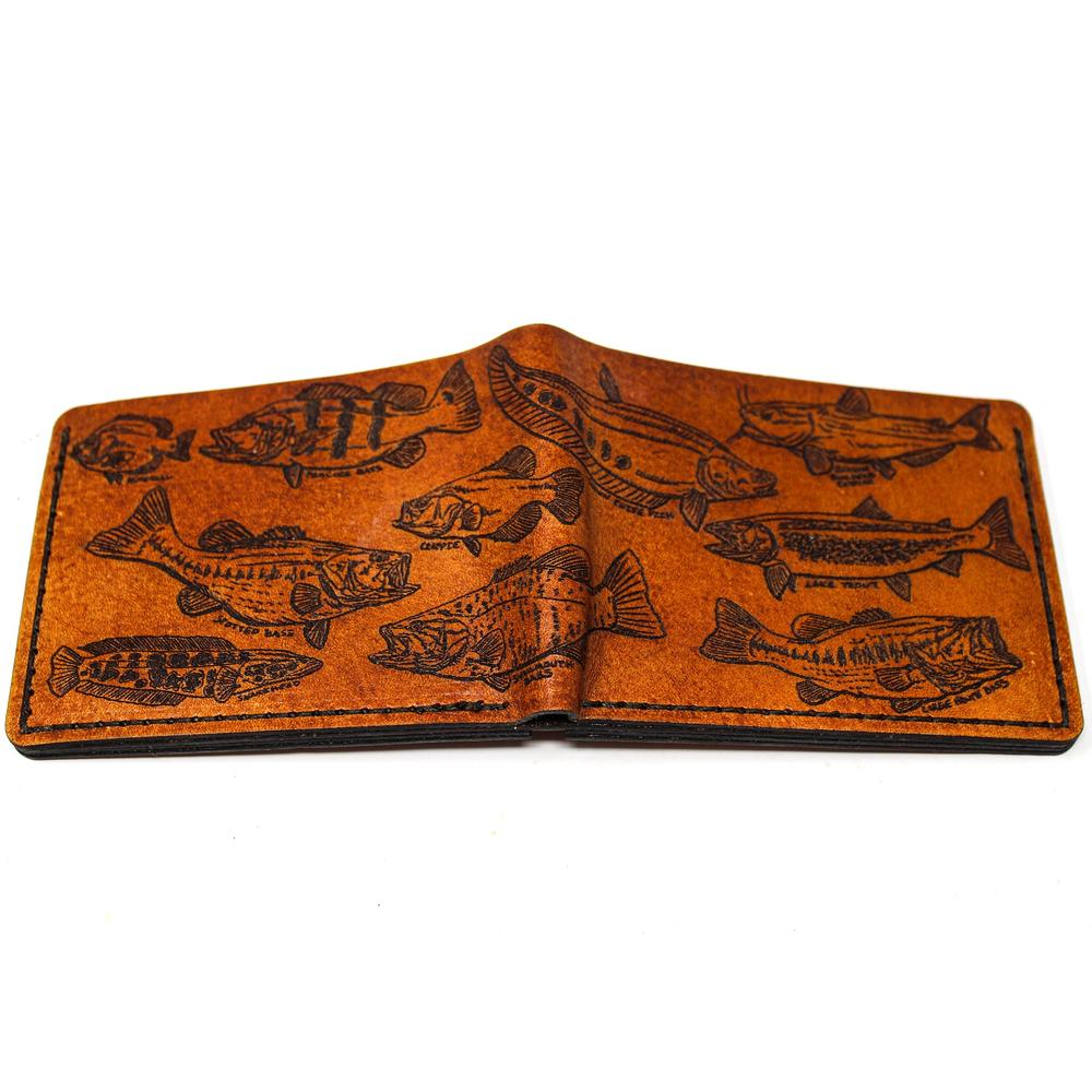 Handcrafted Freshwater checklist Leather Bill Fold Wallet - Made to Order in USA