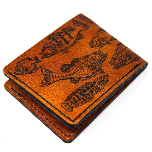 Handcrafted Freshwater checklist Leather Bill Fold Wallet - Made to Order in USA