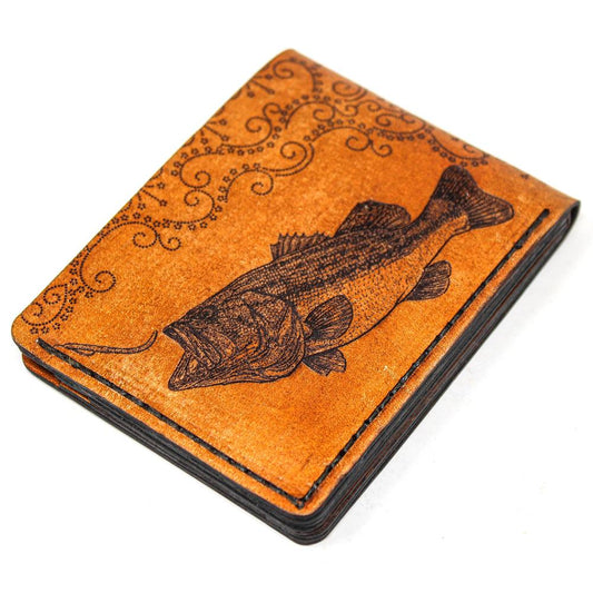 Handcrafted Largemouth Bass Leather Bill Fold Wallet - Made to Order in USA