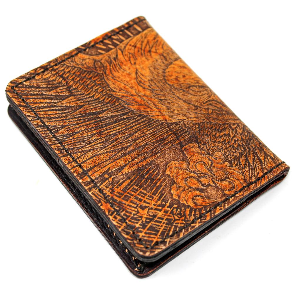 Handcrafted Leather Original Mens Wallet - Diving Eagle