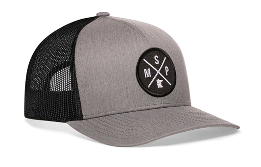 Minneapolis- St. Paul Trucker Hat  |  Gray-Black MSP X Snapback
