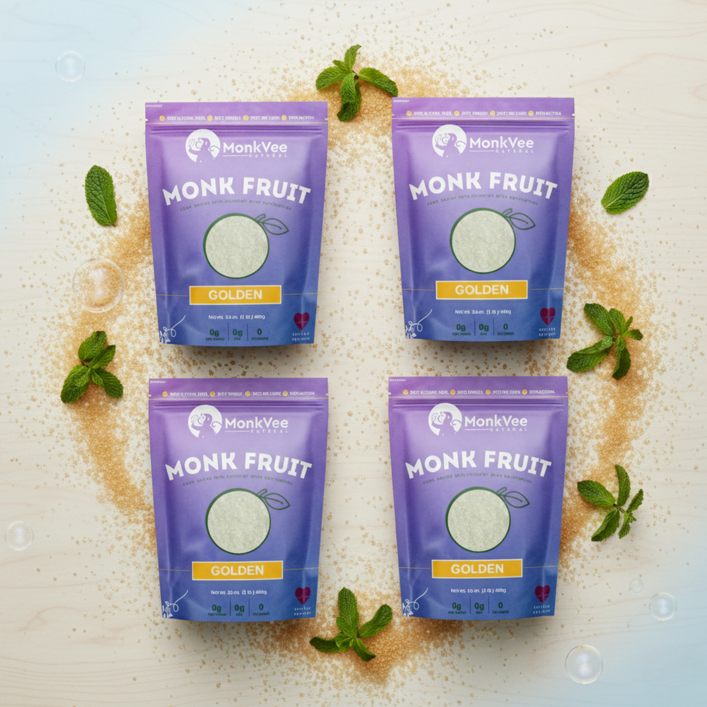 Monk Fruit Sugar - Golden, 100% Natural Sugar Replacement | MonkVee