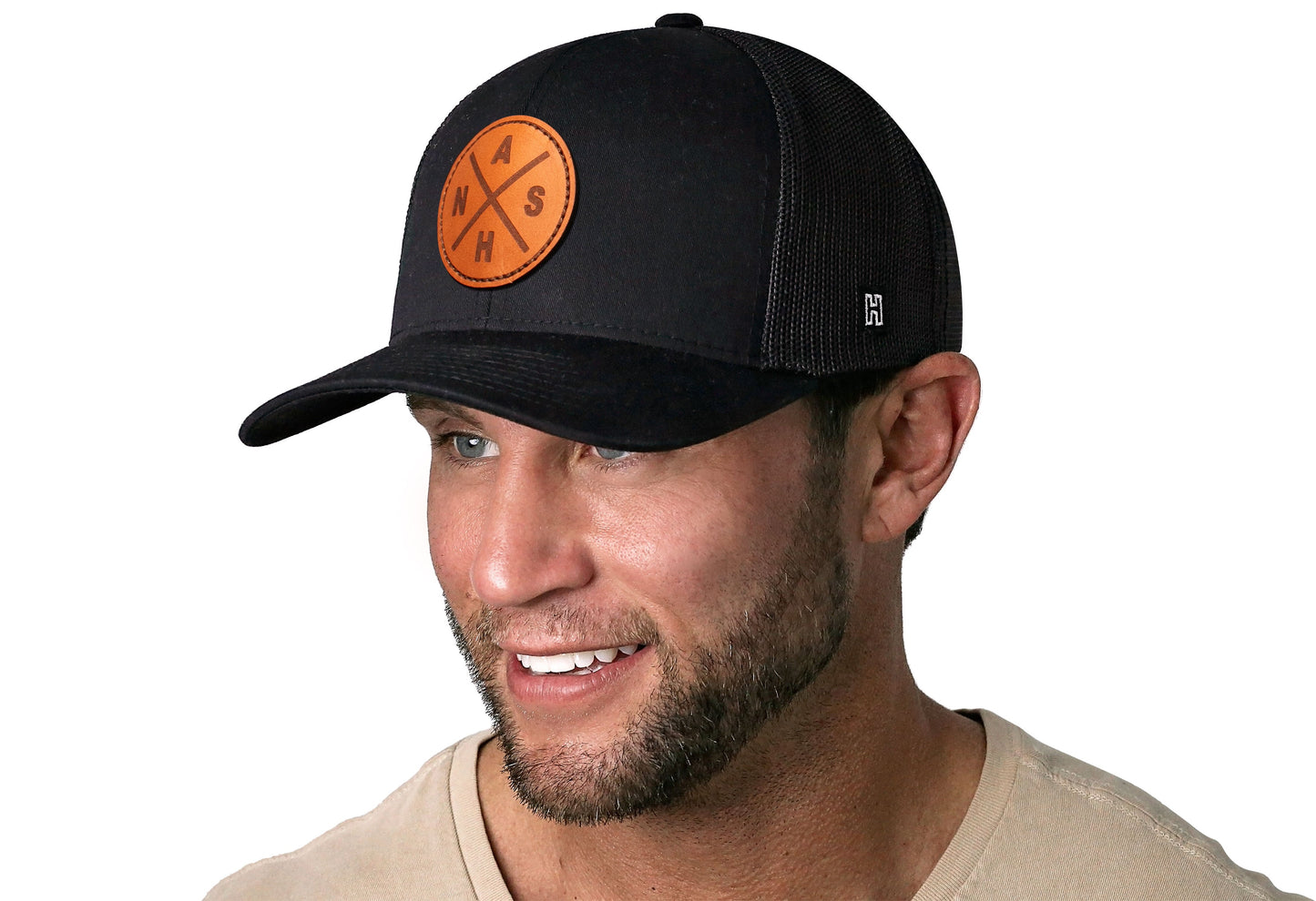 Nashville Trucker Hat Leather  |  Black NASH X Snapback