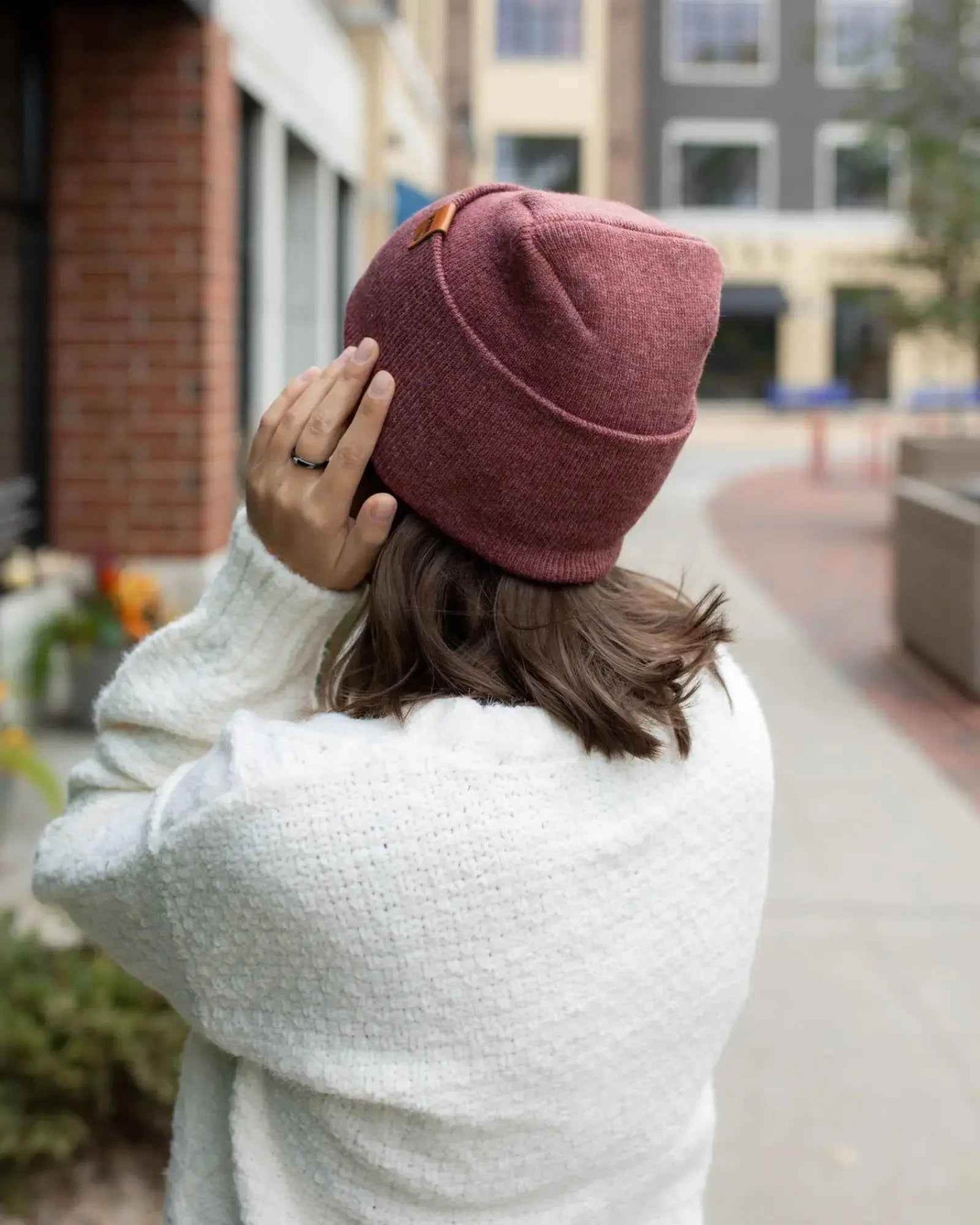 HAAKWEAR H-Stitch Cuffed Beanie - NEW Designed and Made in USA (Patented Design) - Rusty Burgundy