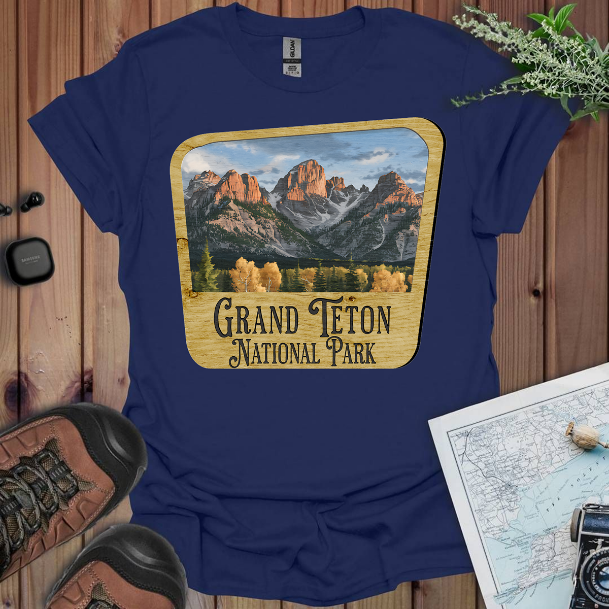 Grand Teton National Park T-Shirt Wood Sign