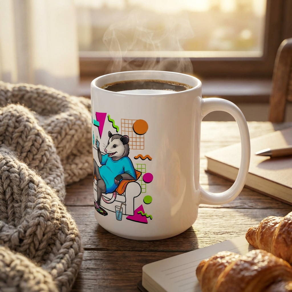 Neon Aerobics Possums - Retro Relaxation - 15oz Mug