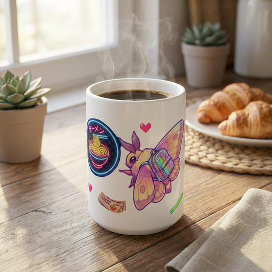 Neon Noodle Moths - Electric Flutter - 15oz Mug