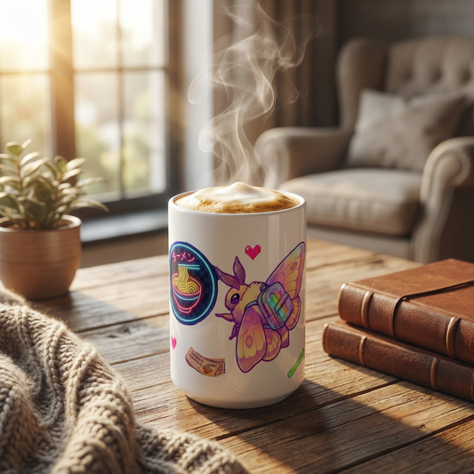 Neon Noodle Moths - Electric Flutter - 15oz Mug