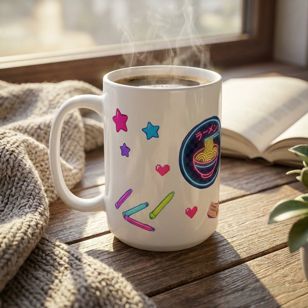 Neon Noodle Moths - Electric Flutter - 15oz Mug