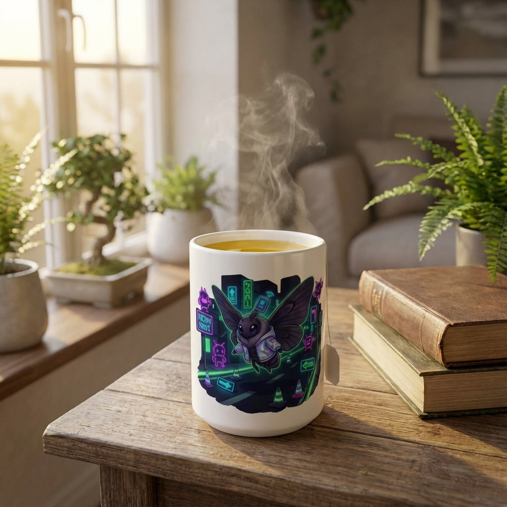 Neon Noodle Moths - Neon Navigation - 15oz Mug