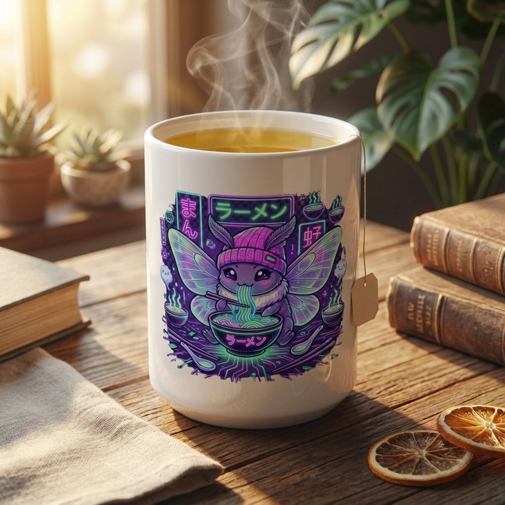 Neon Noodle Moths - Ramen Revelry - 15oz Mug
