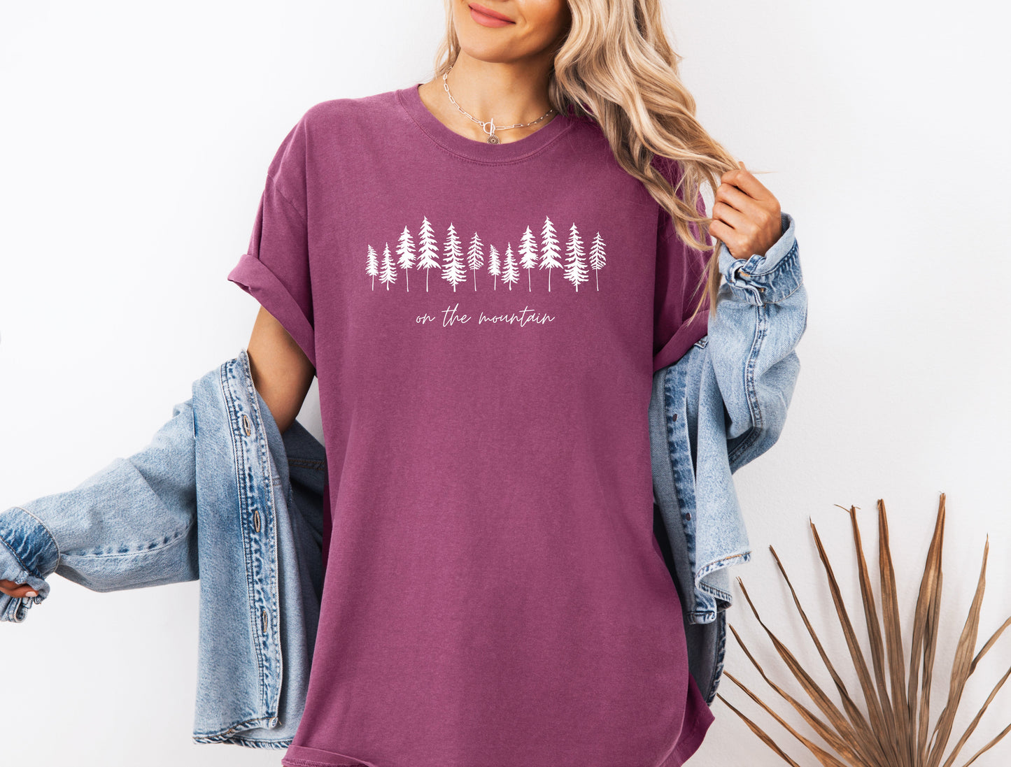 On the mountain Tree Botanical Plant Nature Camping Adventure Garment Dyed T Shirt