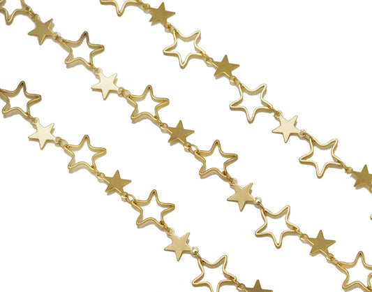 Gold Five Star Frame Link Chain necklace Clasp, sku#HX05