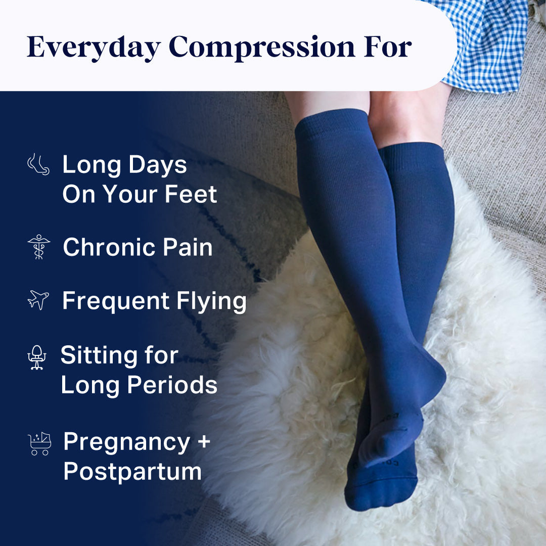 Knee-High Compression Socks – Solid Black (20-30 mmHg)
