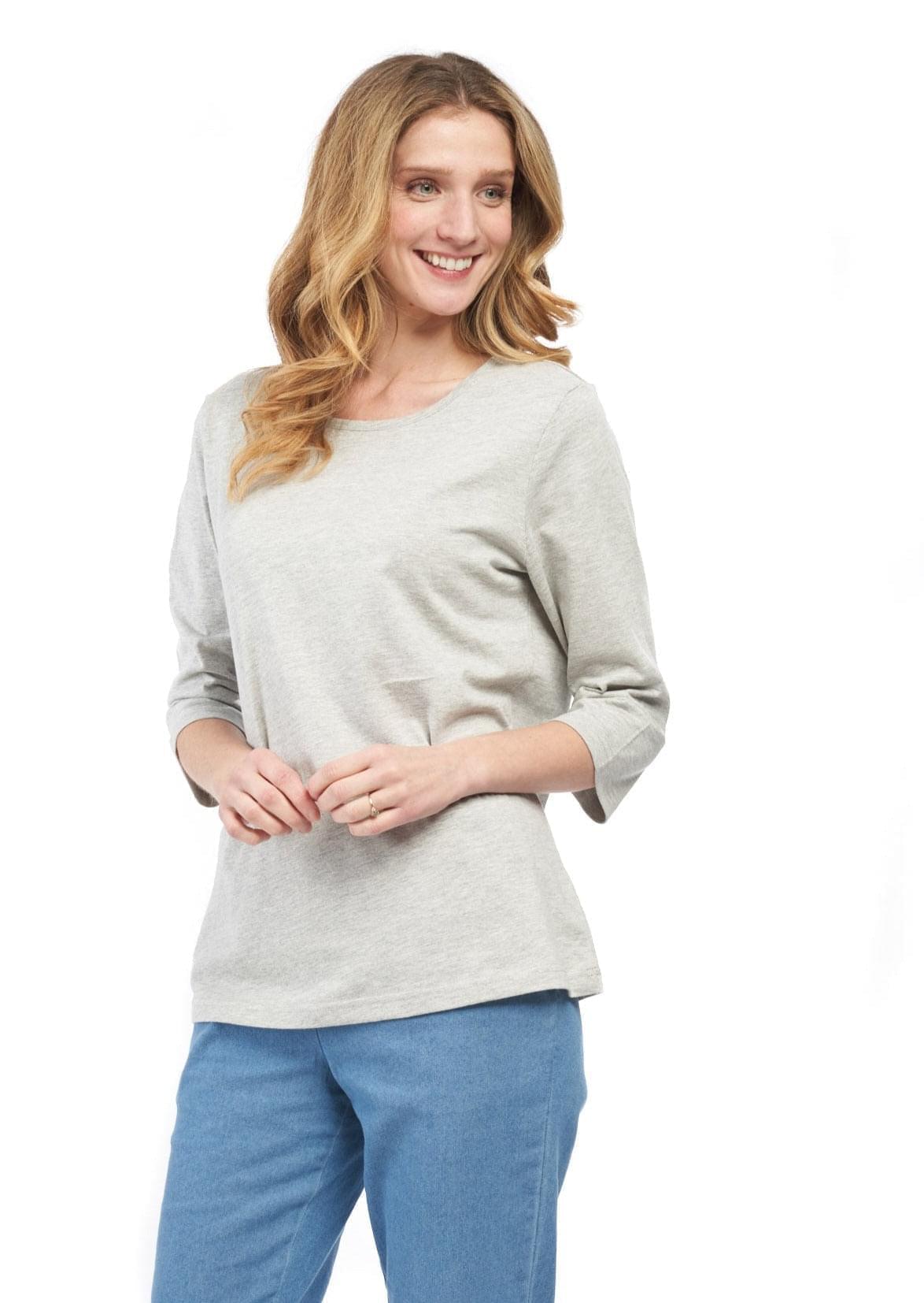 Women's 3/4 Sleeve Crew Neck Top – Comfortable Jer