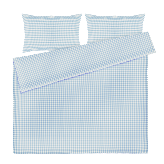 JUNA Bæk&Bølge Duvet Cover Set, Full, White/Light Blue