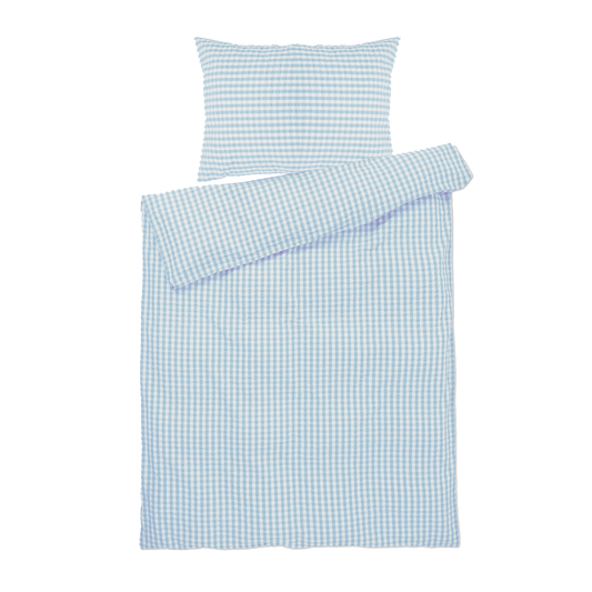 JUNA Bæk&Bølge Duvet Cover Set, Twin, White/Light Blue