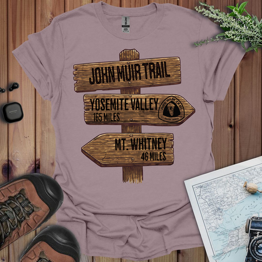 John Muir Trail T-Shirt Wood Sign 211 Miles