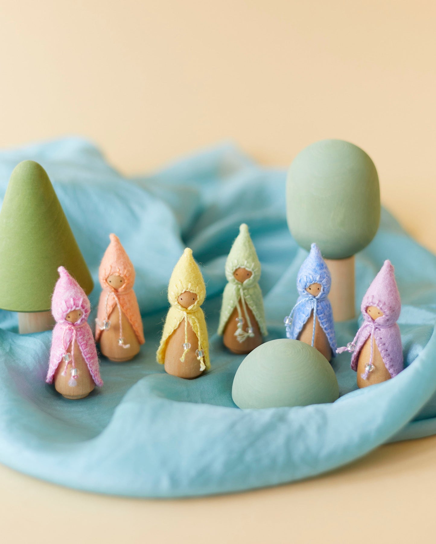 Mini Pastel Yellow Wooden Gnome