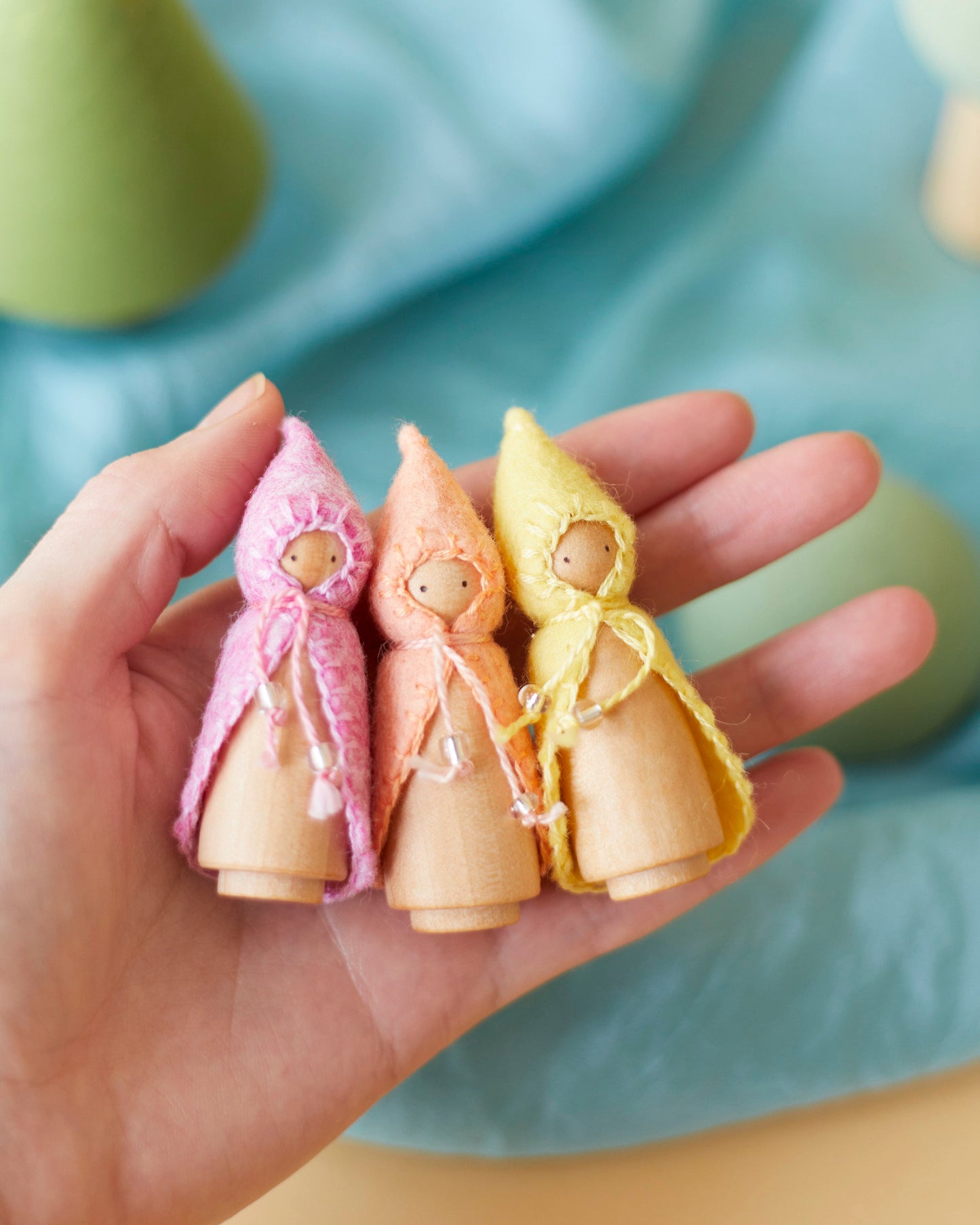 Mini Pastel Yellow Wooden Gnome