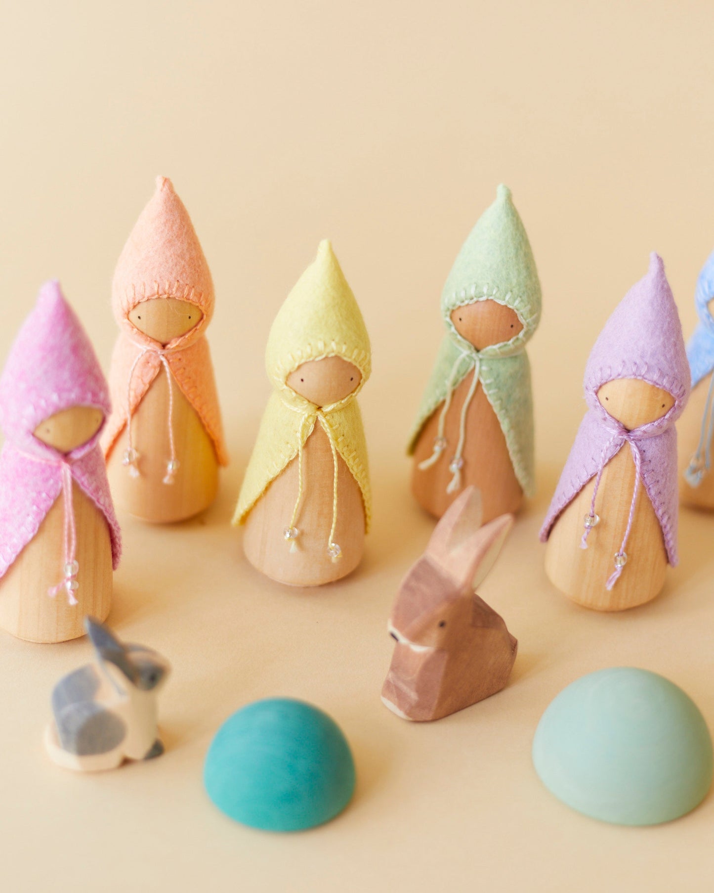 Pastel Orange Wooden Gnome