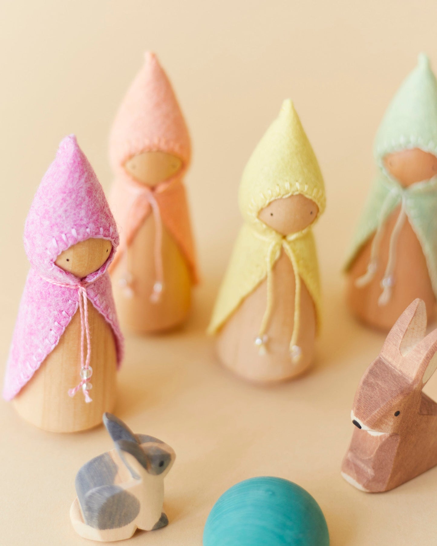 Pastel Pink Wooden Gnome