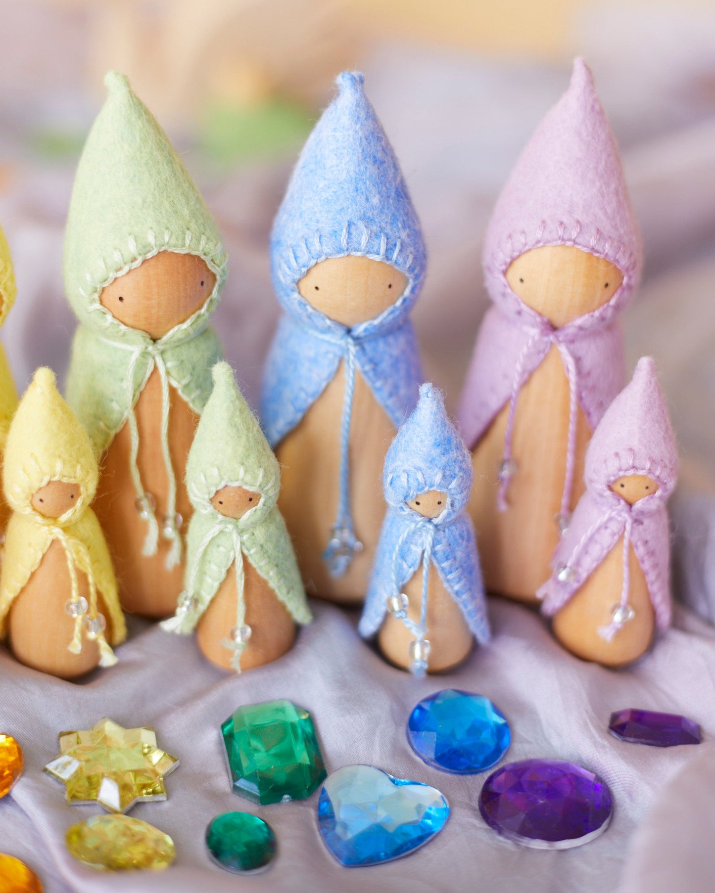 Mini Pastel Orange Wooden Gnome