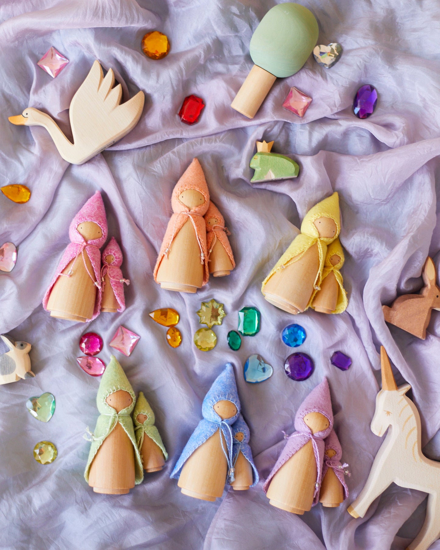 Pastel Orange Wooden Gnome