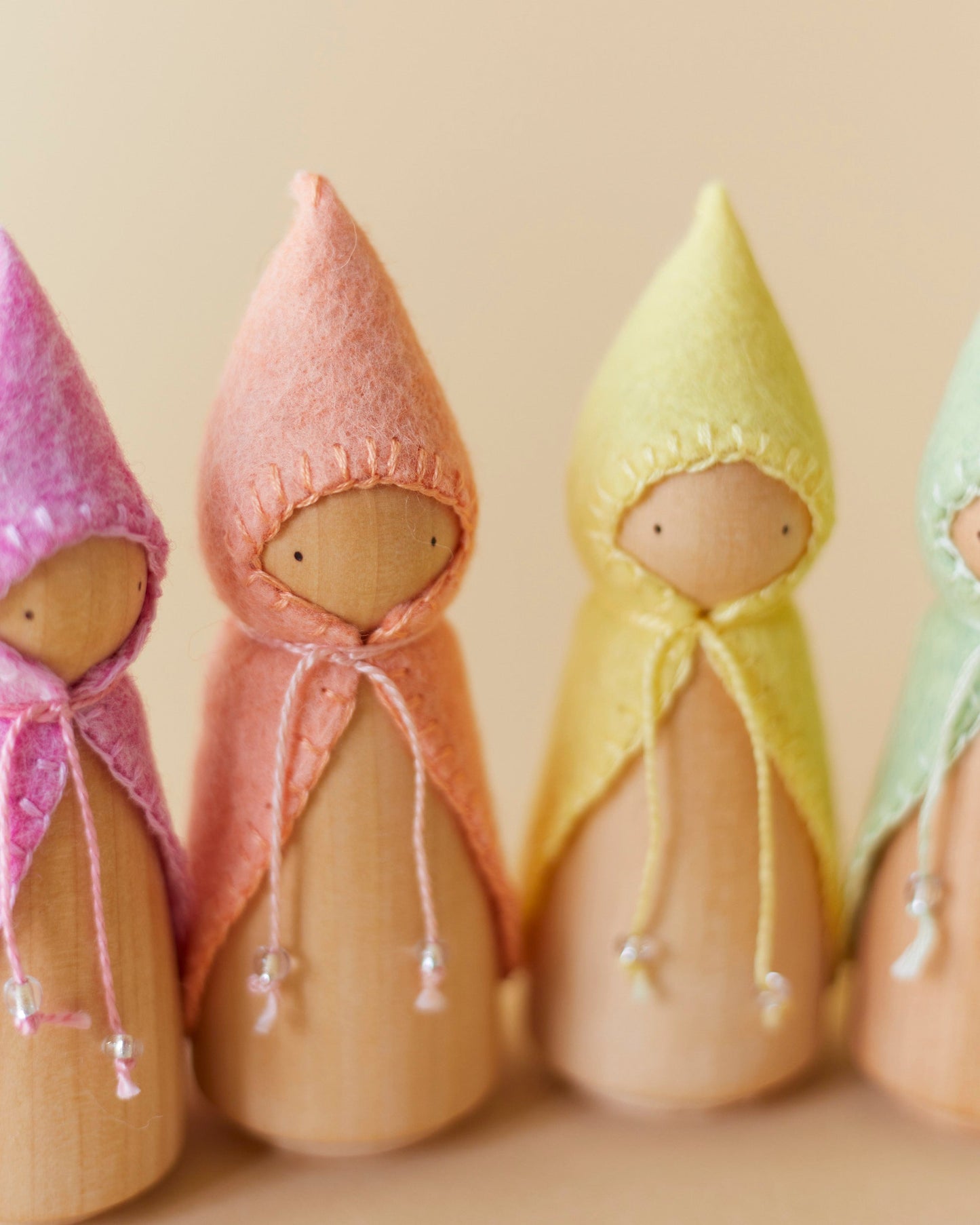 Pastel Orange Wooden Gnome
