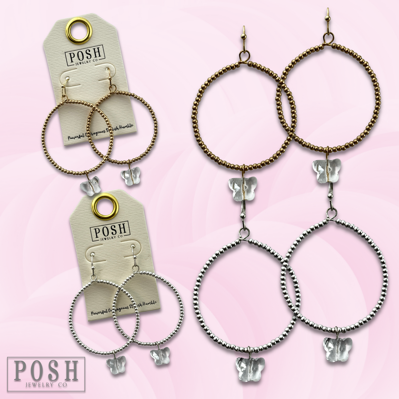 Butterfly drop charm earring