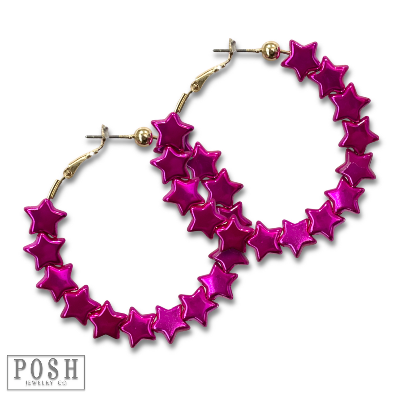 Metallic star hoop earring