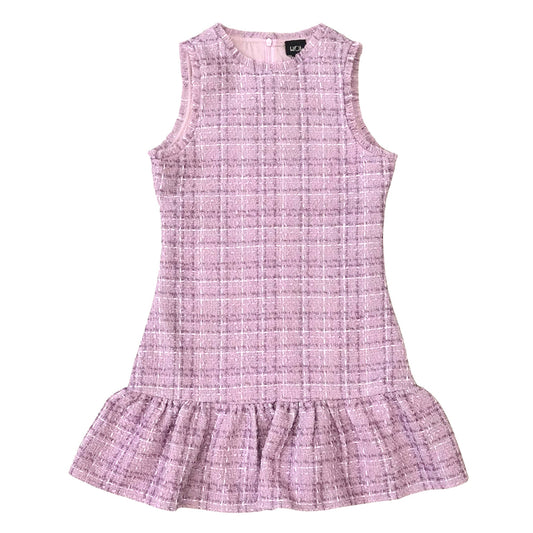 AA Black, White and Gold Tweed Ruffle Dress