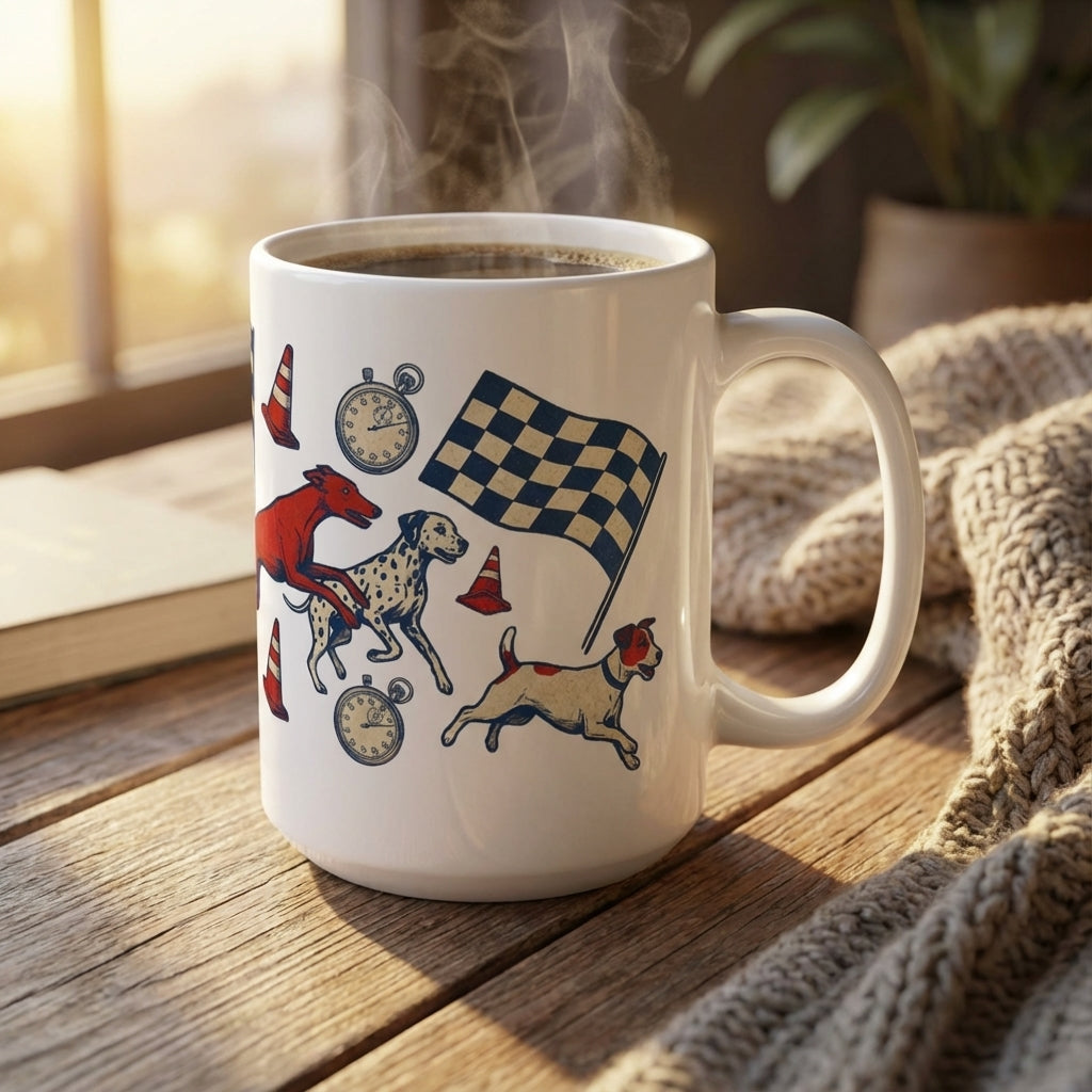 Pit Stop Pups - Checkered Flag Finish 15oz Mug