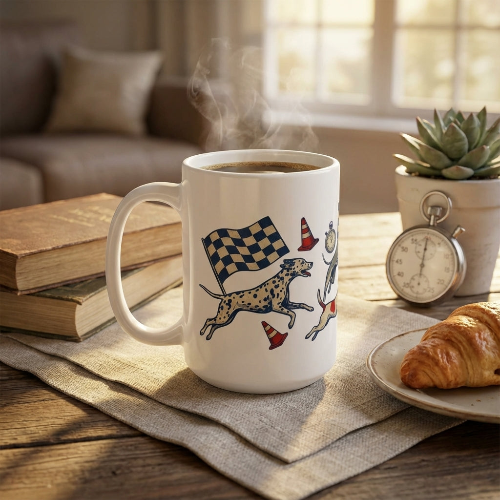 Pit Stop Pups - Checkered Flag Finish 15oz Mug