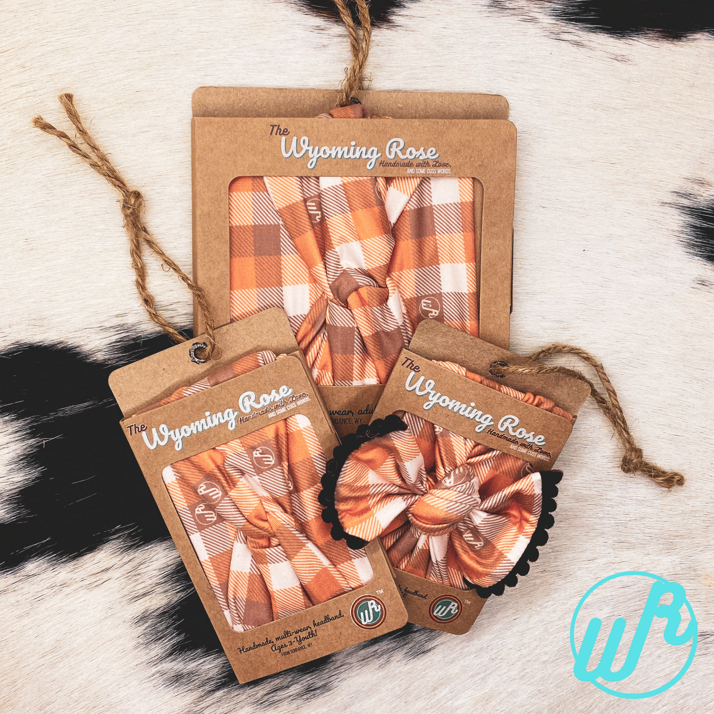 Neon Longhorn/Pumpkin Plaid Headband