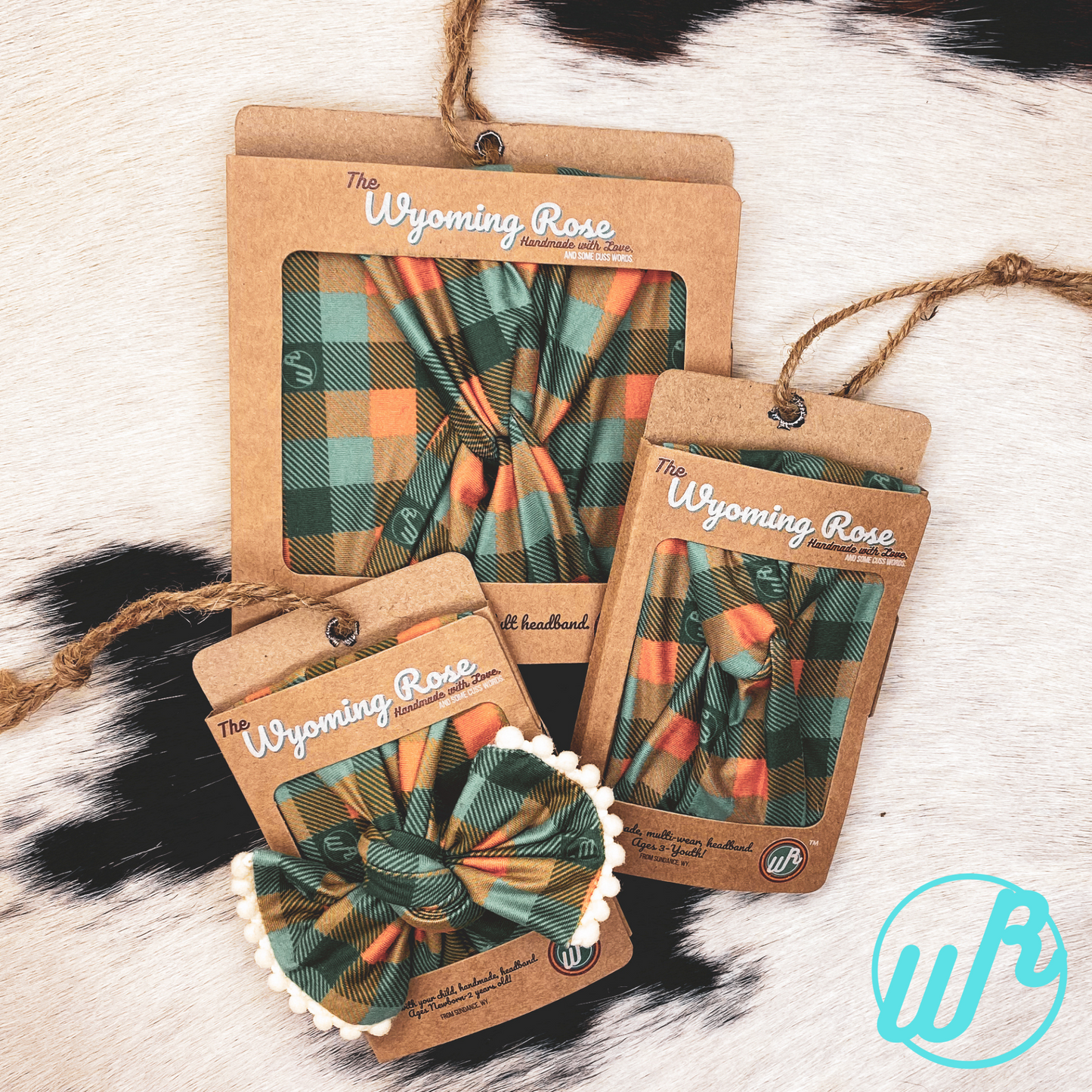 Plaid Teal and Brown Headband
