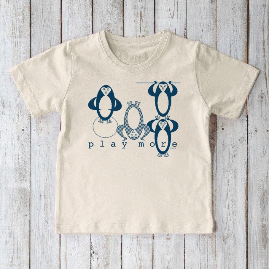 "Play More" Penguin T-Shirt for Kids