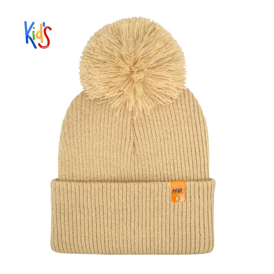 HAAKWEAR Traditional Pom Pom Kids Knit Beanies, Soft, Warm & Made in USA Winter Hat