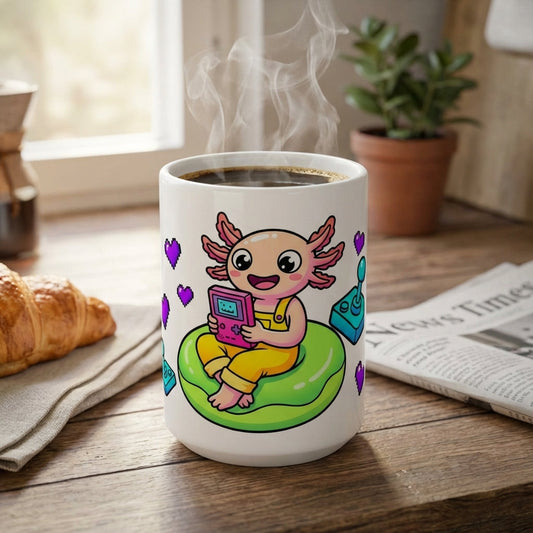 Pool Party Axolotls - Axolotl Arcade Fun - 15oz Mug