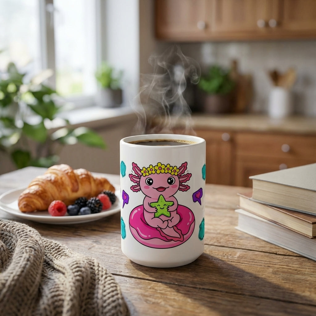 Pool Party Axolotls - Axolotl Starfish Friend - 15oz Mug