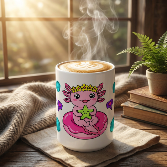 Pool Party Axolotls - Axolotl Starfish Friend - 15oz Mug