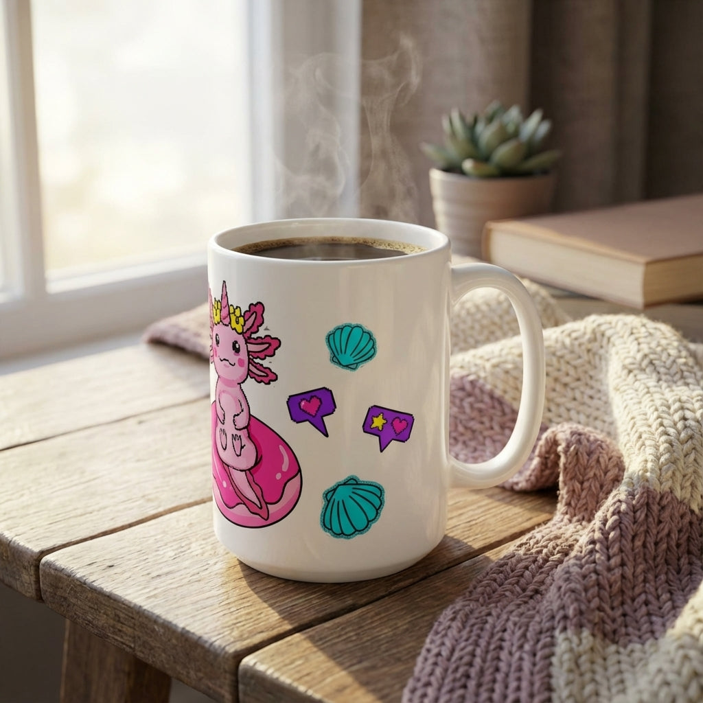 Pool Party Axolotls - Axolotl Starfish Friend - 15oz Mug