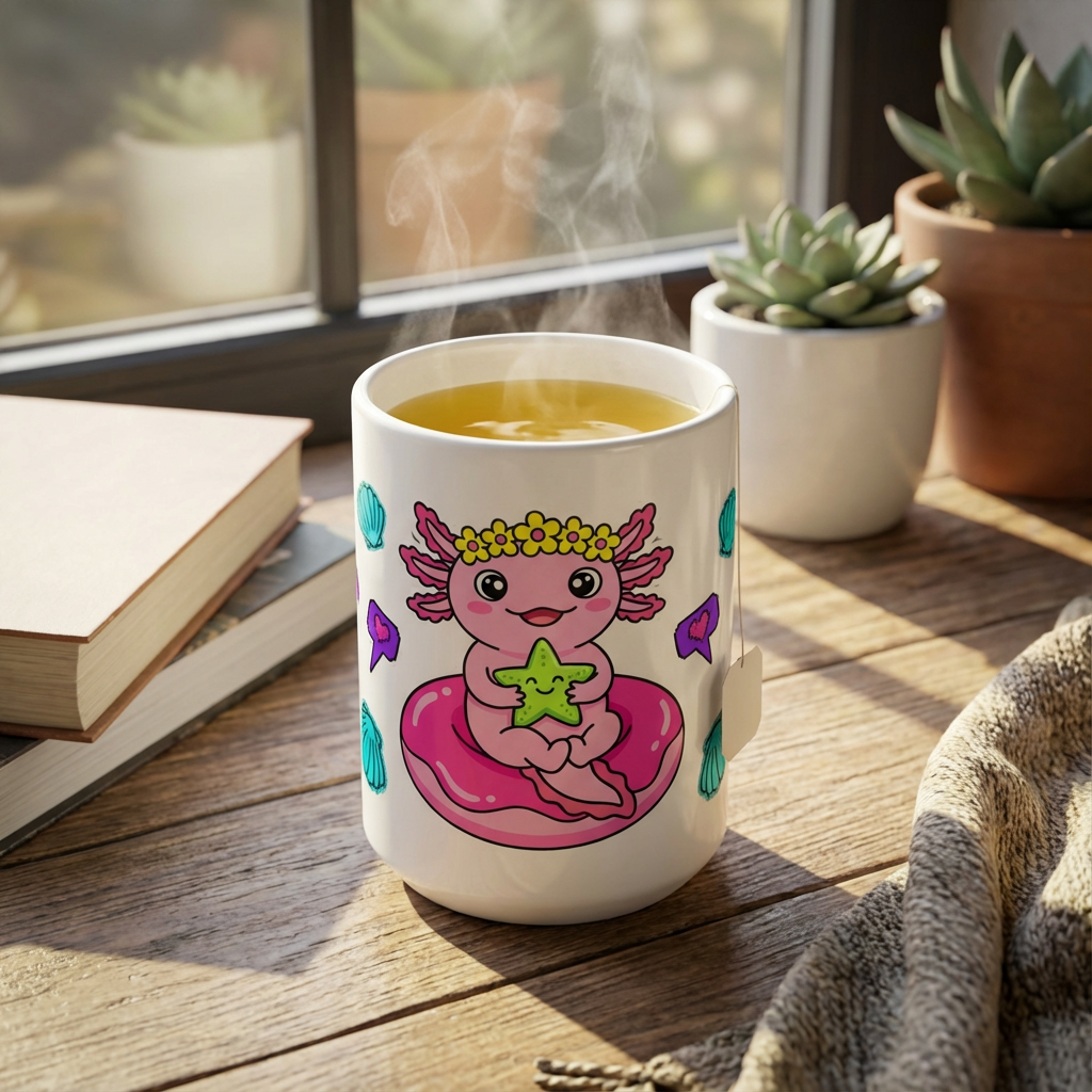 Pool Party Axolotls - Axolotl Starfish Friend - 15oz Mug