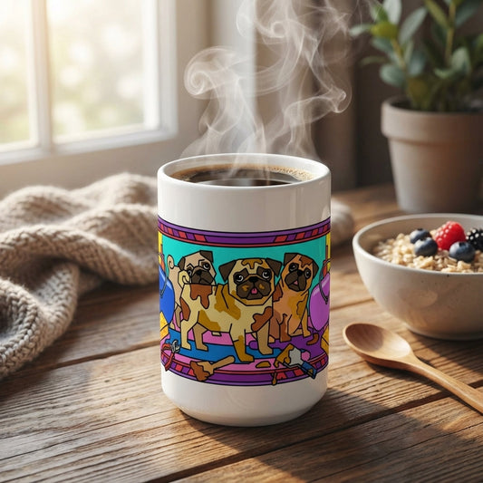Pottery Studio Pugs - Creative Mess - 15oz Mug