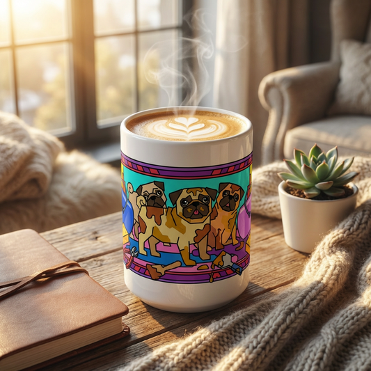 Pottery Studio Pugs - Creative Mess - 15oz Mug