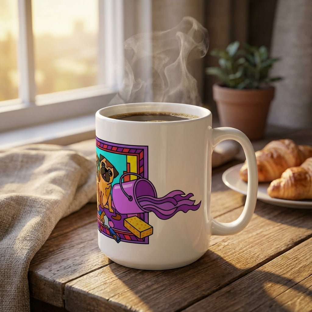 Pottery Studio Pugs - Creative Mess - 15oz Mug