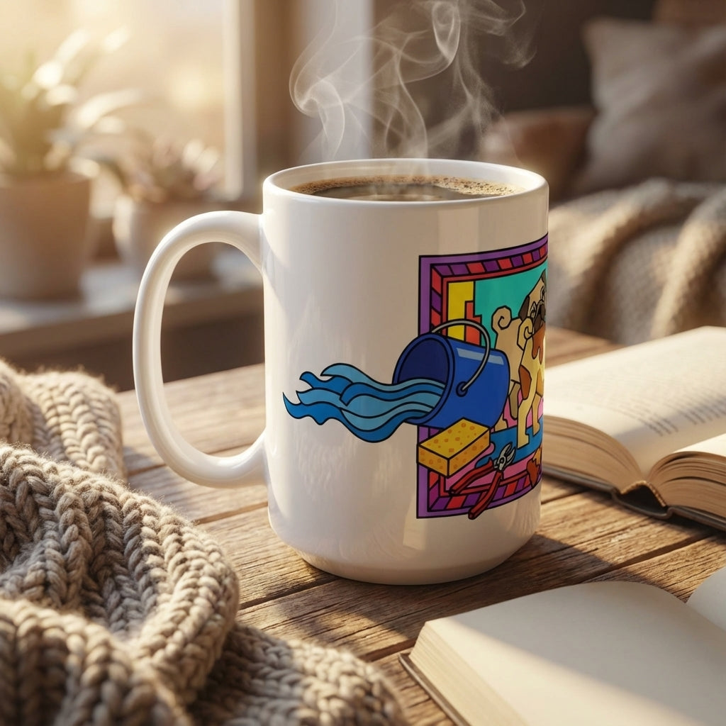 Pottery Studio Pugs - Creative Mess - 15oz Mug