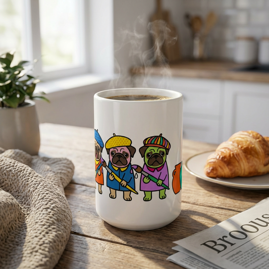 Pottery Studio Pugs - Glazing Station - 15oz Mug