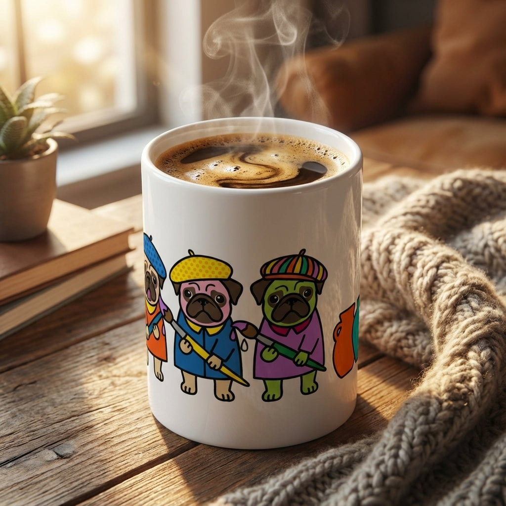 Pottery Studio Pugs - Glazing Station - 15oz Mug