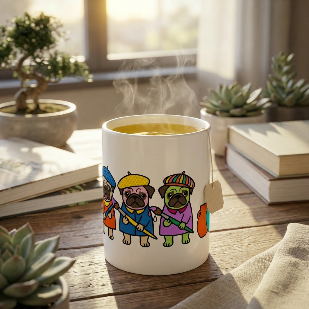 Pottery Studio Pugs - Glazing Station - 15oz Mug
